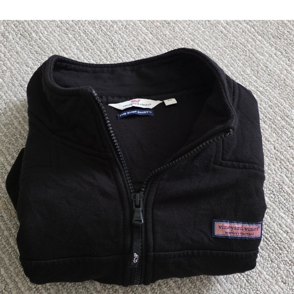 Vineyard Vines Mens Black Shep Shirt Quarter Zip Pullover Sweatshirt Size 2XL
